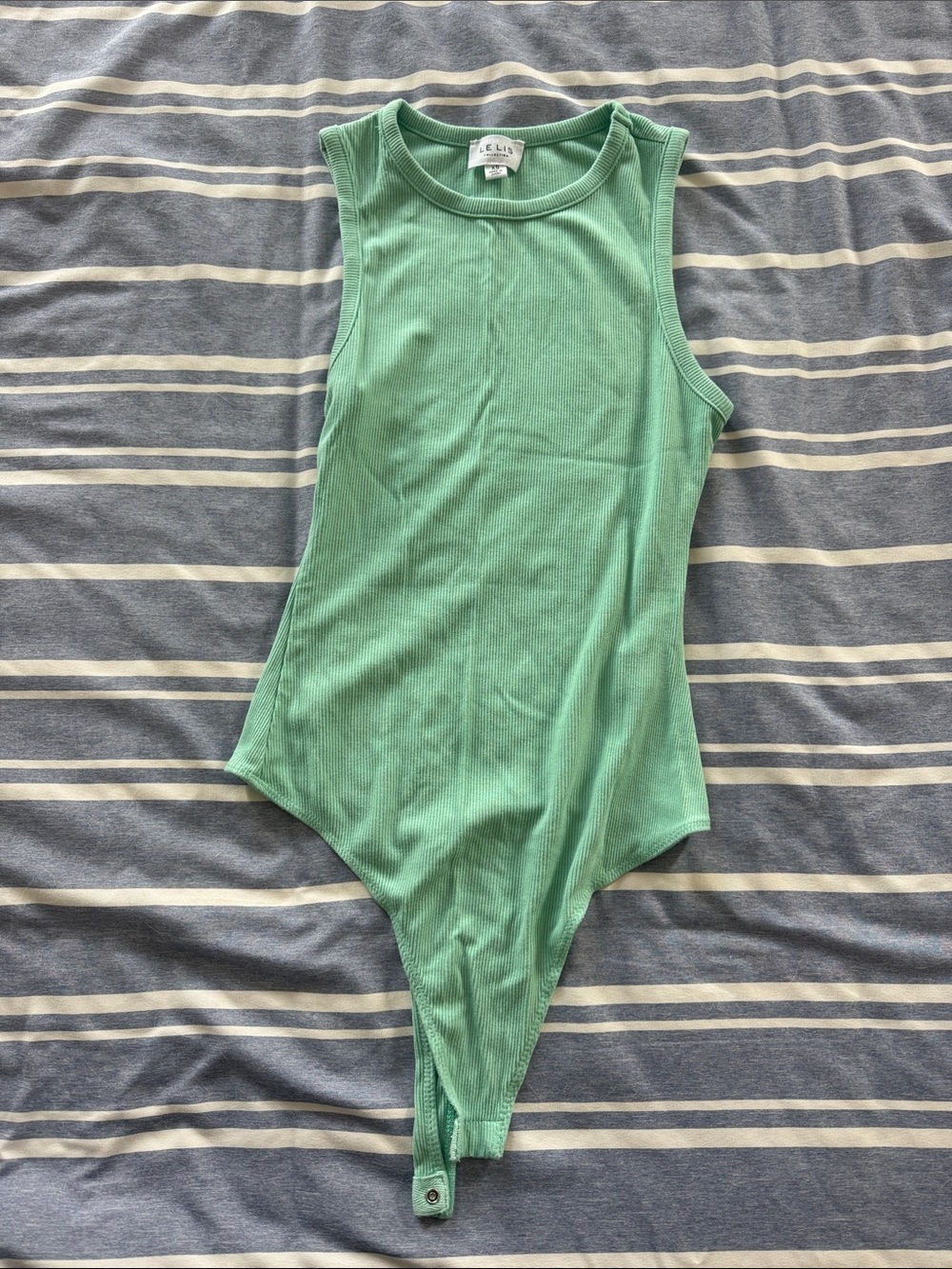Le Lis Mint Green Ribbed Sleeveless Bodysuit